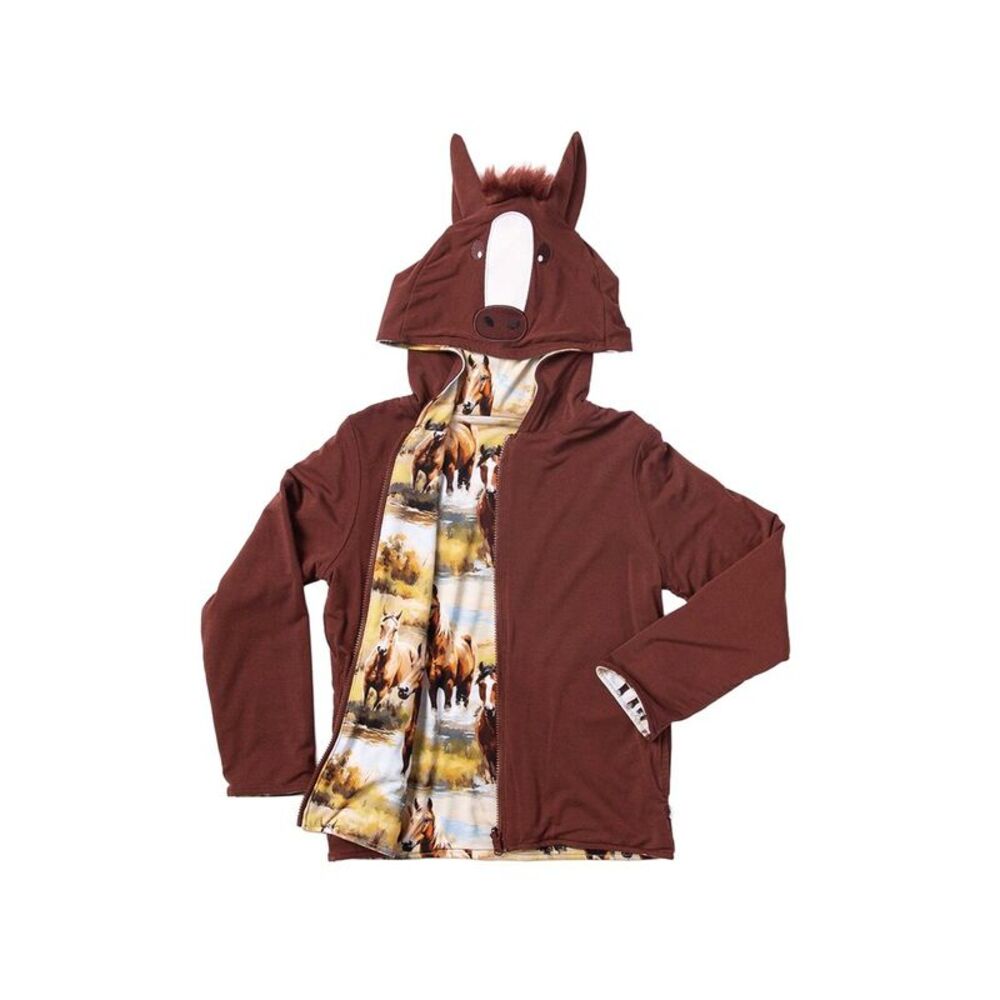 Bums & Roses Girls  Horse Of Course Reversible Jacket, Multicolor